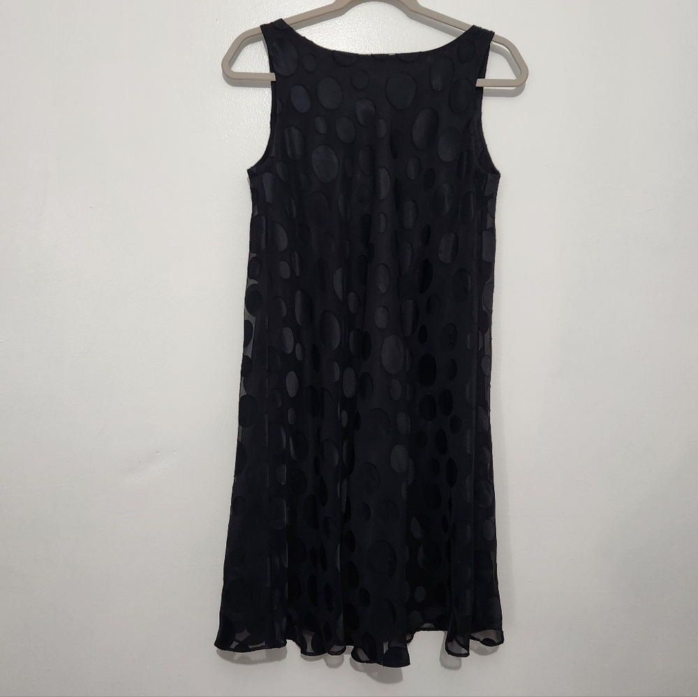 Evan-Picone Dress Womens 8P Petite Black Polka Dot Draped Cowl Back Vintage LBD
